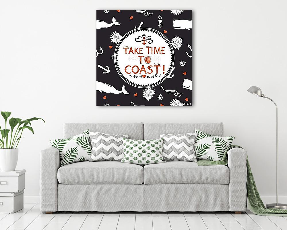 Csípős zökkenőmentes mintázat tengeri elemekkel - vászonkép, falikép vásárlás Csípős zökkenőmentes mintázat tengeri elemekkel (vászonkép) - vászonkép, falikép otthonra és irodába