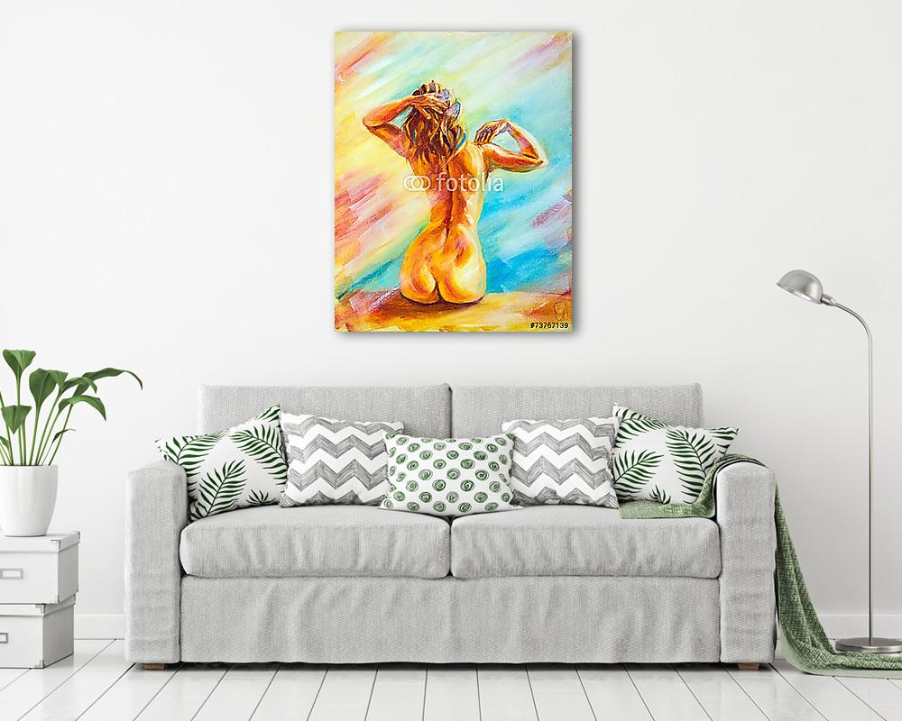 gyönyörű meztelen nő ült (vászonkép) - vászonkép, falikép otthonra és irodába