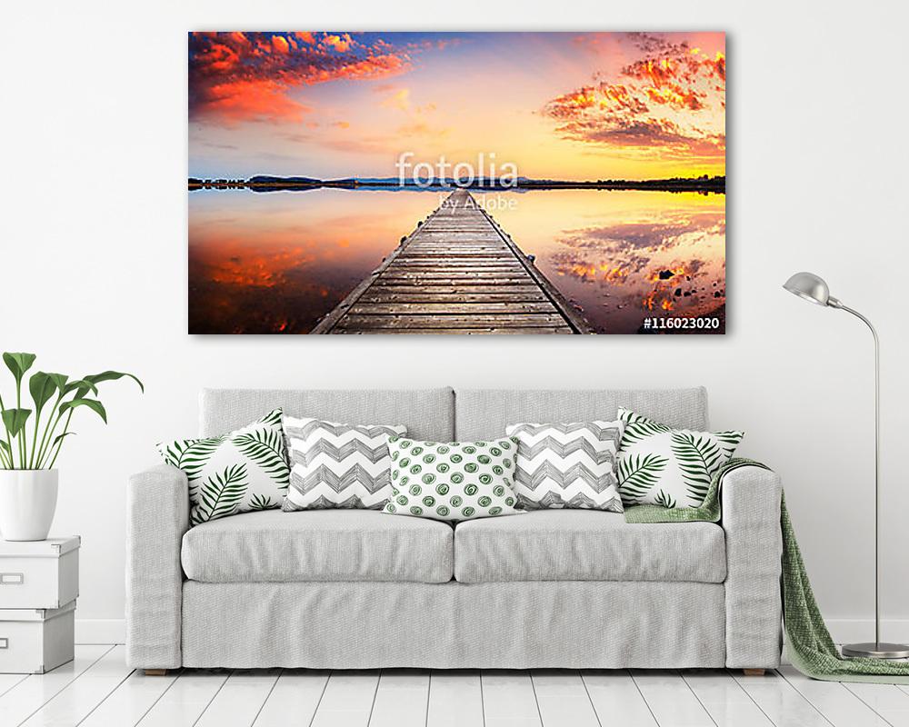 Pólusok a tónál, napnyugtakor tökéletes nyugodt da - vászonkép, falikép vásárlás Pólusok a tónál, napnyugtakor tökéletes nyugodt da (vászonkép) - vászonkép, falikép otthonra és irodába