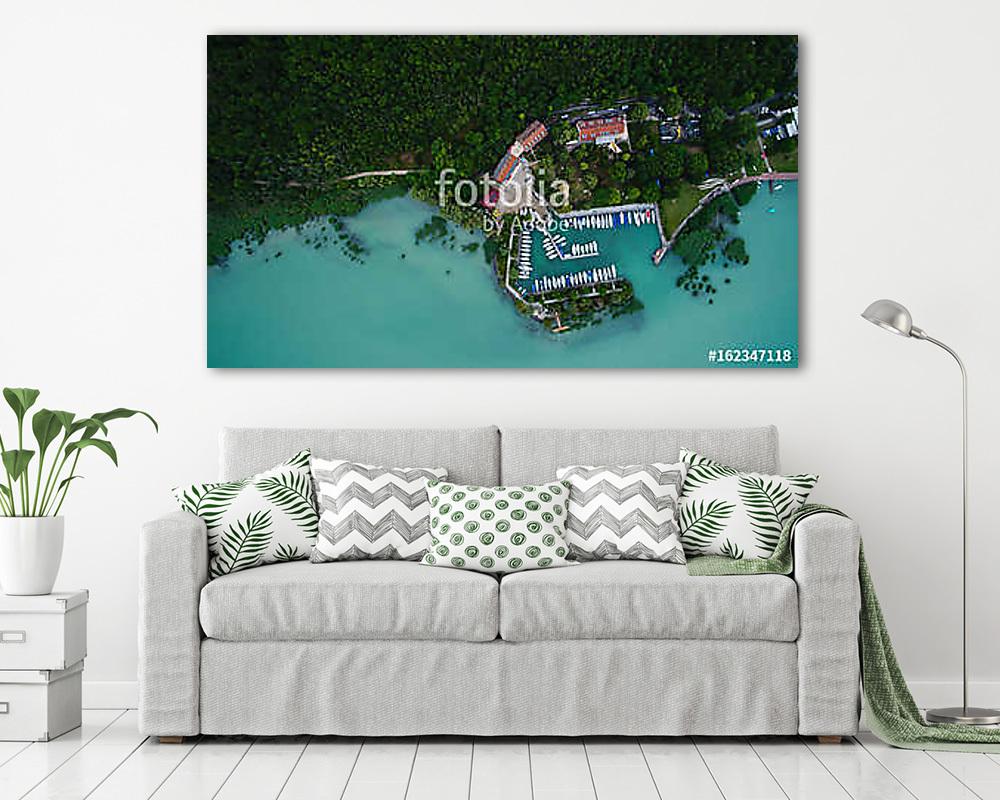 Balatoni vitorláskikötő (légifelvétel) (bögre) - vászonkép, falikép otthonra és irodába