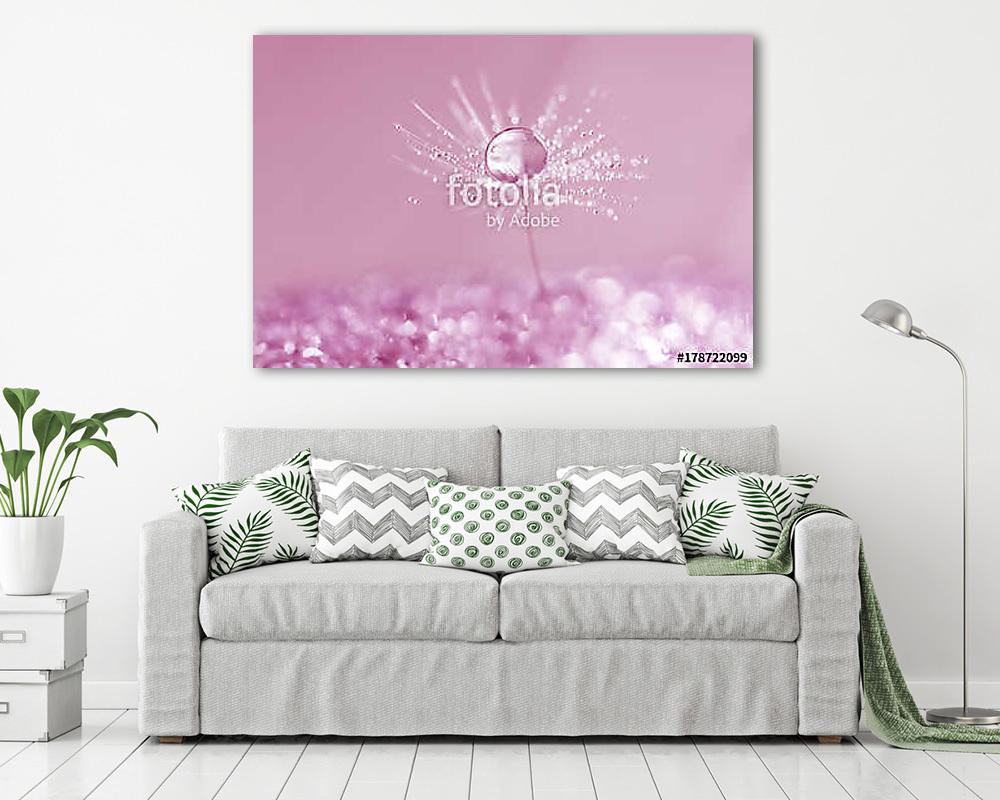 Macro abstract with a drop. Dandelion with a drop of water. (keretezett kép) - vászonkép, falikép otthonra és irodába