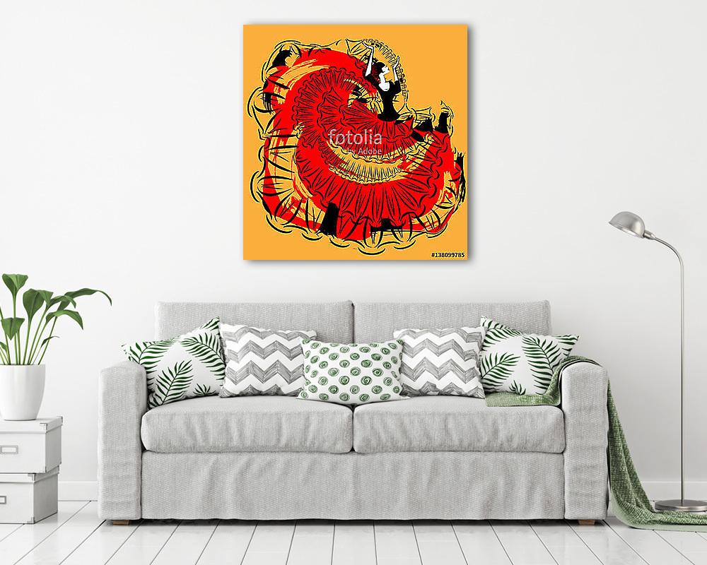 Absztrakt vörös-sárga kép a flamencóról - vászonkép, falikép vásárlás Absztrakt vörös-sárga kép a flamencóról (vászonkép) - vászonkép, falikép otthonra és irodába