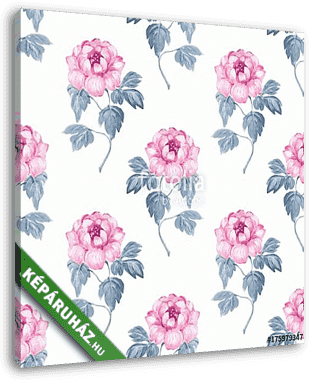 Seamless floral pattern with pink flowers 7 - vászonkép 3D látványterv