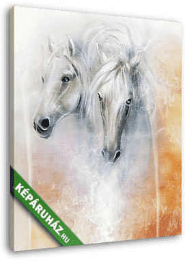 Two white horse spirits, beautiful detailed oil painting  - vászonkép 3D látványterv