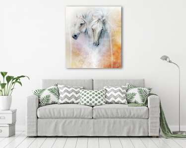 Fehér lovak (olajfestmény reprodukció) (vászonkép) - vászonkép, falikép otthonra és irodába