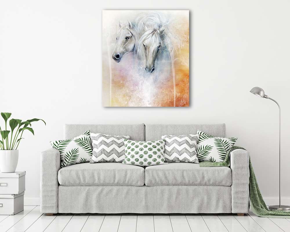 Fehér lovak (olajfestmény reprodukció) (vászonkép) - vászonkép, falikép otthonra és irodába