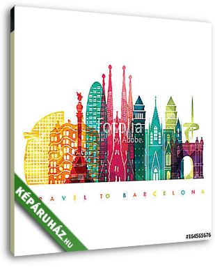 Barcelona skyline detailed silhouette. Travel and tourism backgr - vászonkép 3D látványterv