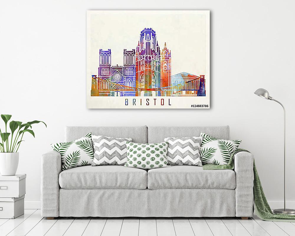 Bristol landmarks watercolor poster - vászonkép, falikép vásárlás Bristol landmarks watercolor poster (vászonkép) - vászonkép, falikép otthonra és irodába