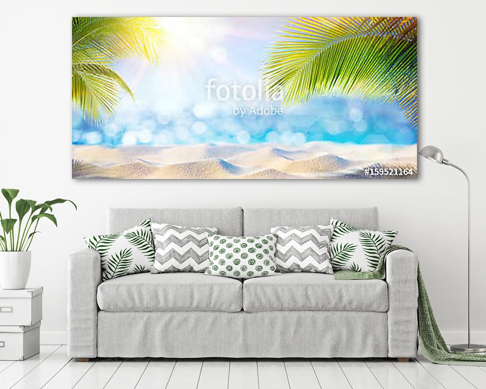 Abstract Beach Background - Sunny Sand And Shiny Sea At Shadows Of Palm Tree
 - vászonkép, falikép vásárlás Abstract Beach Background - Sunny Sand And Shiny Sea At Shadows Of Palm Tree
 (vászonkép) - vászonkép, falikép otthonra és irodába