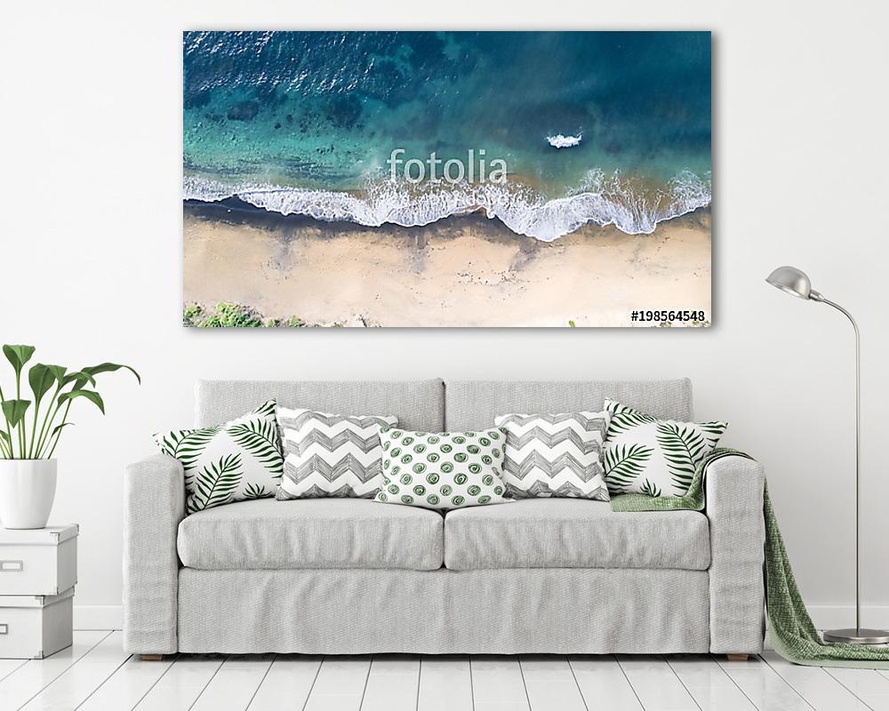 Aerial View of Waves at Beach at Sunset (poszter) - vászonkép, falikép otthonra és irodába