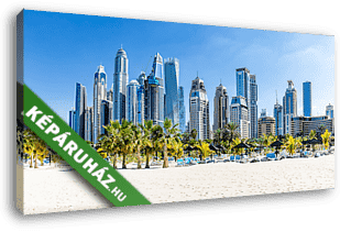 Dubai jumeirah tengerpart, felhőkarcolókkal a háttérben 2. - vászonkép 3D látványterv