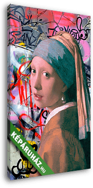 Lány göngy fülbevalóval graffiti (Barokk & Graffiti) - vászonkép 3D látványterv Lány göngy fülbevalóval graffiti (Barokk & Graffiti) - vászonkép 3D látványterv