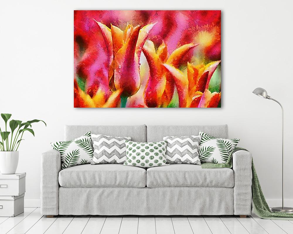 Színes tulipánok (többrészes kép) - vászonkép, falikép otthonra és irodába