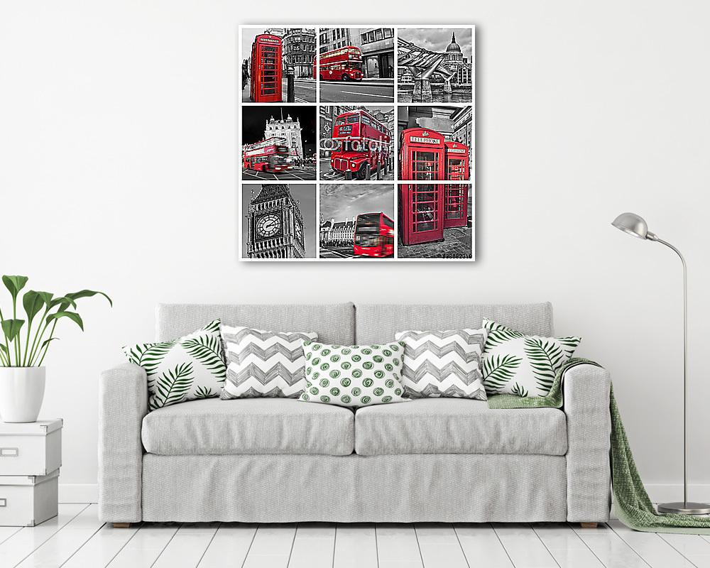 Piros-szürke London kollázs - vászonkép, falikép vásárlás Piros-szürke London kollázs (bögre) - vászonkép, falikép otthonra és irodába