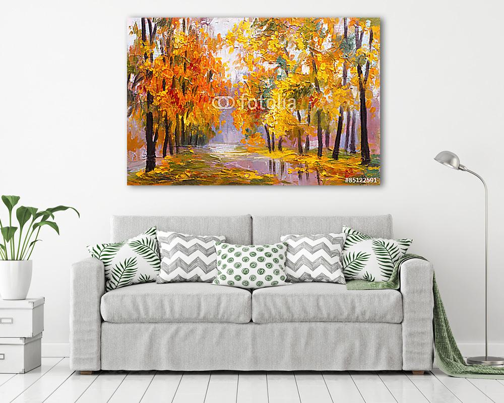 Őszi erdő elhullott levelekkel (olajfestmény reprodukció) - vászonkép, falikép vásárlás Őszi erdő elhullott levelekkel (olajfestmény reprodukció) (vászonkép) - vászonkép, falikép otthonra és irodába
