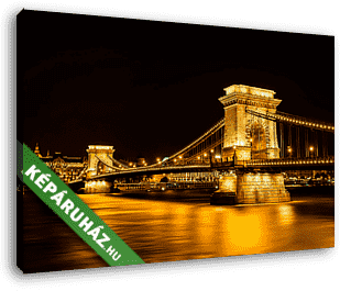Éjszakai Lánchíd kivilágítva, Budapest - vászonkép 3D látványterv