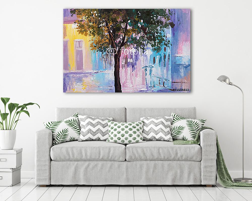 Fa absztrakt hátérrel (olajfestmény reprodukció) (fotótapéta) - vászonkép, falikép otthonra és irodába