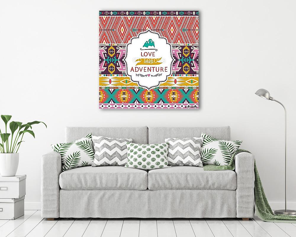 Hipster zökkenőmentes törzsi mintázat geometrikus elemekkel (fotótapéta) - vászonkép, falikép otthonra és irodába