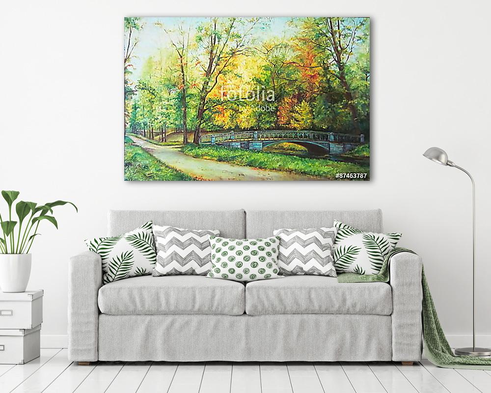 A híd az erdőben (olajfestmény reprodukció) - vászonkép, falikép vásárlás A híd az erdőben (olajfestmény reprodukció) (fotótapéta) - vászonkép, falikép otthonra és irodába