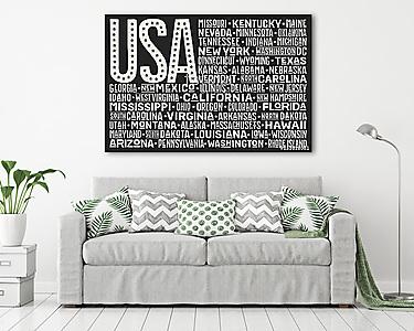 Amerikai Egyesült Államok lobogója államokkal és tőkével  (vászonkép) - vászonkép, falikép otthonra és irodába