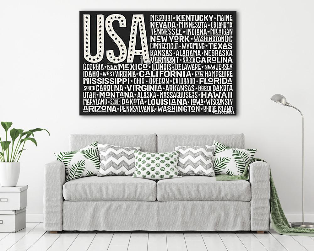 Amerikai Egyesült Államok lobogója államokkal és tőkével  (poszter) - vászonkép, falikép otthonra és irodába