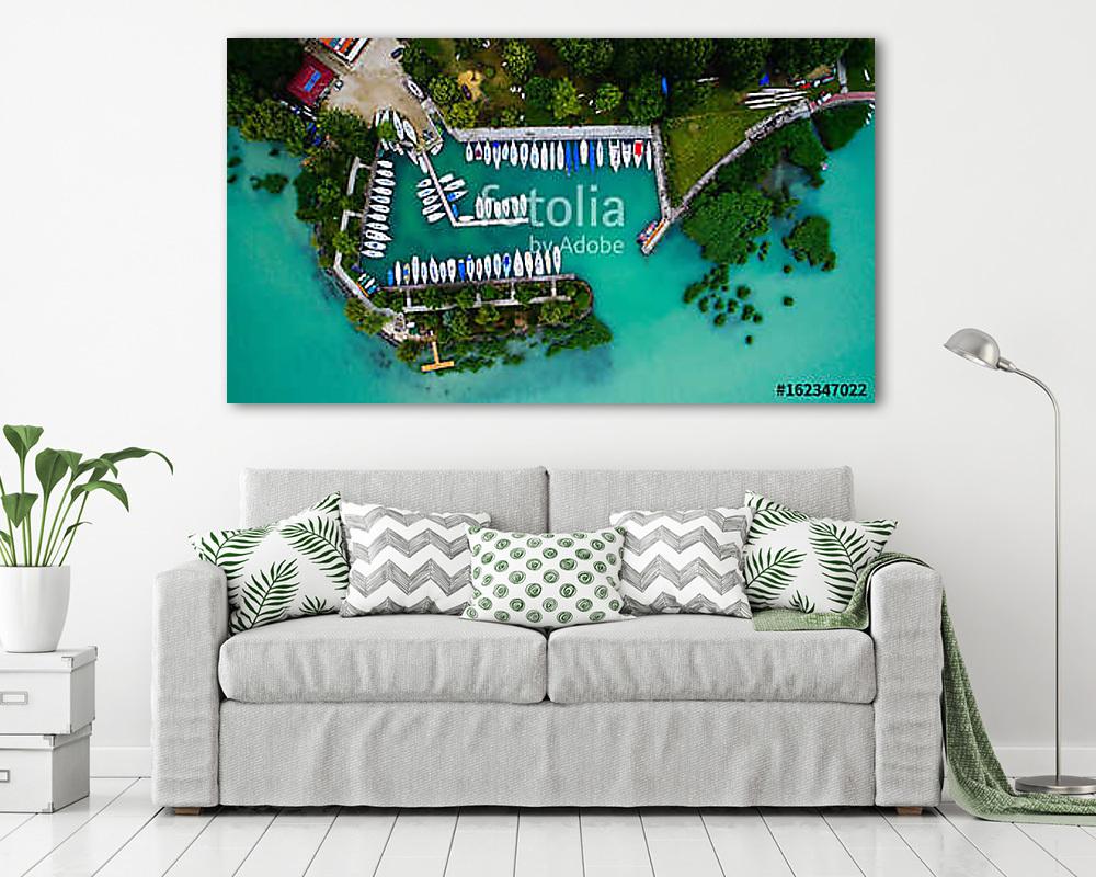 Balatoni vitorláskikötő (légifotó) (vászonkép) - vászonkép, falikép otthonra és irodába