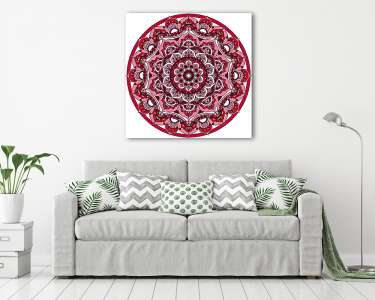 Vector decorative red mandala ornament (vászonkép) - vászonkép, falikép otthonra és irodába