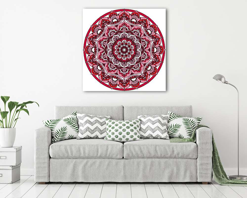 Vector decorative red mandala ornament (keretezett kép) - vászonkép, falikép otthonra és irodába
