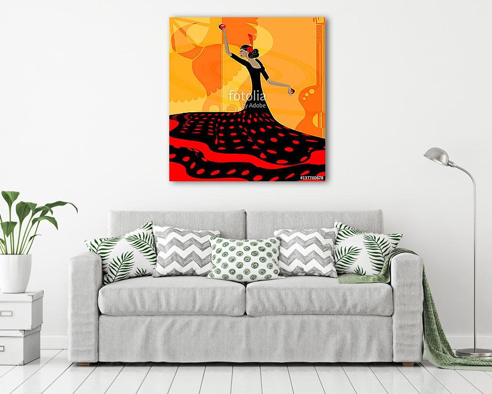 Absztrakt vörös-fekete nő és a flamenco (fotótapéta) - vászonkép, falikép otthonra és irodába