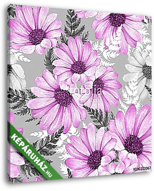 Floral seamless pattern 15. Watercolor flowers. - vászonkép 3D látványterv