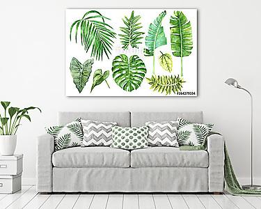 Set of tropical watercolor leaves (vászonkép) - vászonkép, falikép otthonra és irodába