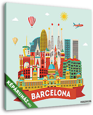 Barcelona detailed silhouette. Vector illustration - vászonkép 3D látványterv
