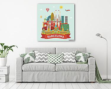 Barcelona detailed silhouette. Vector illustration (vászonkép) - vászonkép, falikép otthonra és irodába