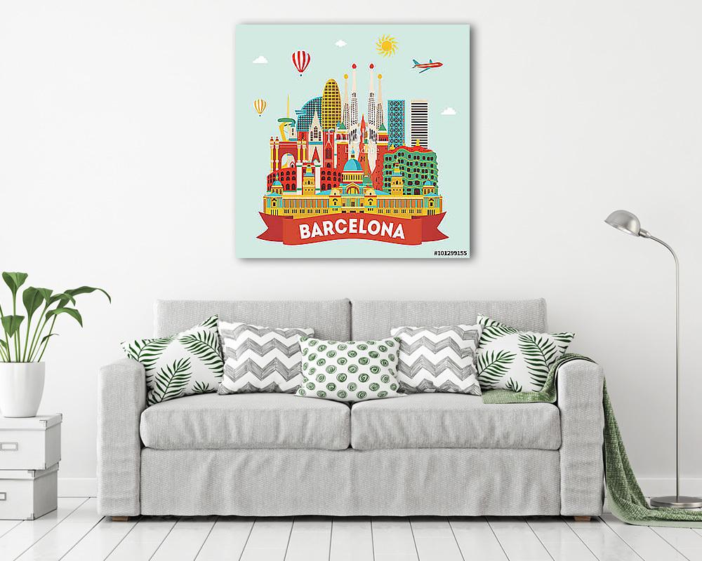 Barcelona detailed silhouette. Vector illustration (poszter) - vászonkép, falikép otthonra és irodába
