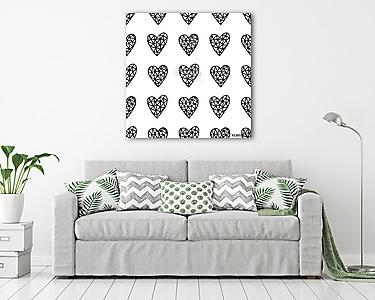 Hand Drawn Hearts Pattern (vászonkép) - vászonkép, falikép otthonra és irodába