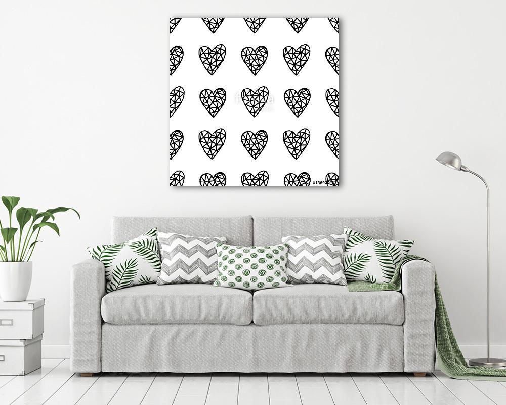 Hand Drawn Hearts Pattern (poszter) - vászonkép, falikép otthonra és irodába