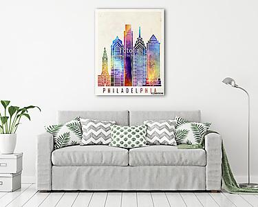 Philadelphia landmarks watercolor poster (vászonkép) - vászonkép, falikép otthonra és irodába