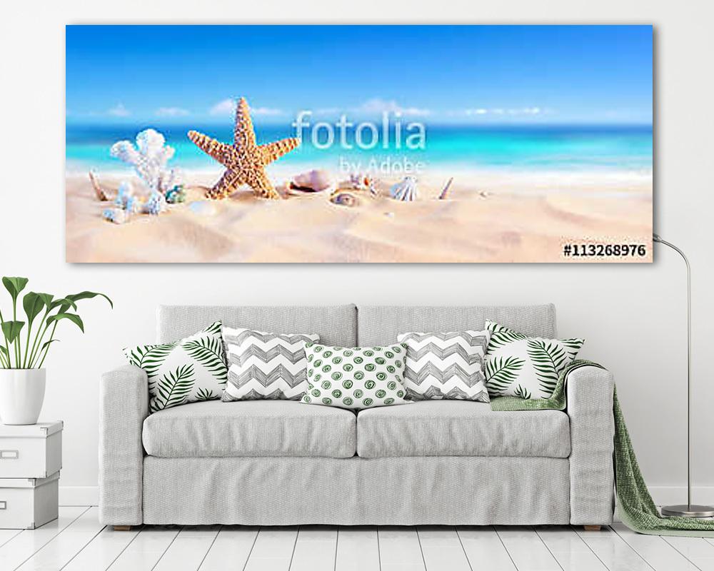 Golden Sand With Seashell And Starfish - Tropical Seashore
 - vászonkép, falikép vásárlás Golden Sand With Seashell And Starfish - Tropical Seashore
 (vászonkép) - vászonkép, falikép otthonra és irodába