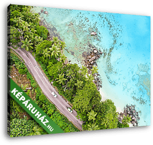 Seychellen - Strand mit Granitfelsen - vászonkép 3D látványterv
