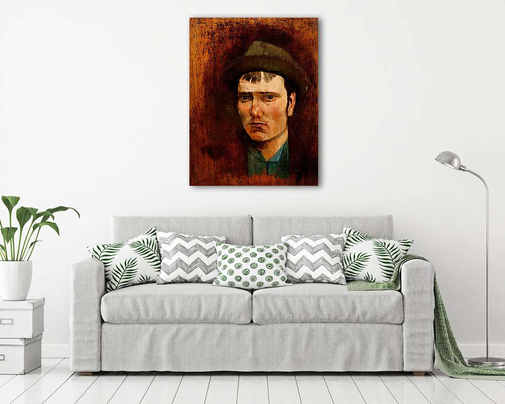 Fiatal fiú kalapban - vászonkép, falikép vásárlás Fiatal fiú kalapban (fotótapéta) - vászonkép, falikép otthonra és irodába