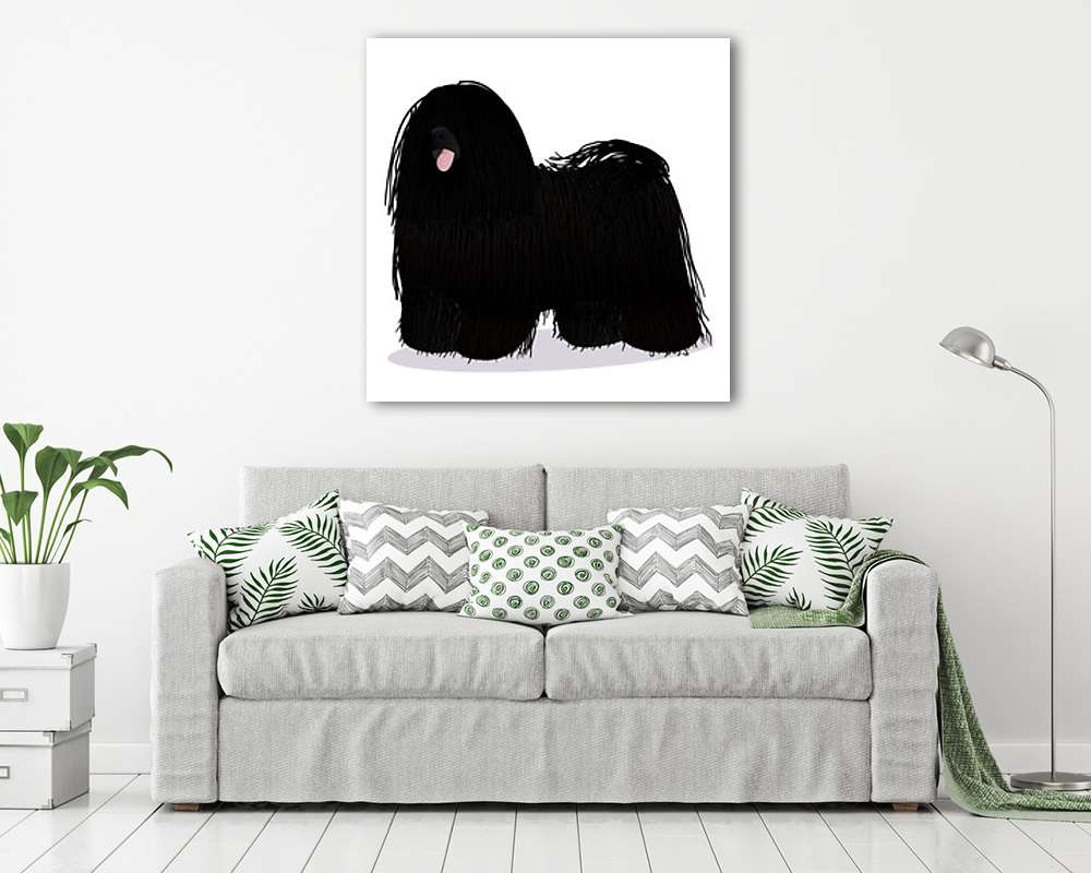 Fekete puli illusztráció (vászonkép) - vászonkép, falikép otthonra és irodába