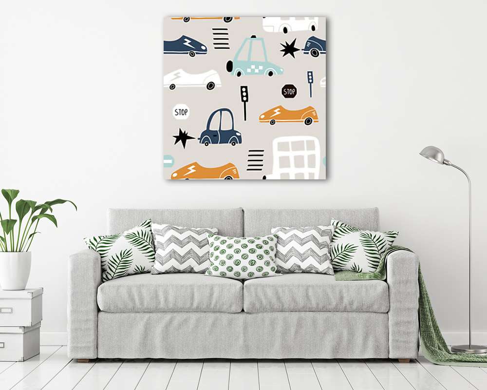 Autós tapétaminta (bögre) - vászonkép, falikép otthonra és irodába