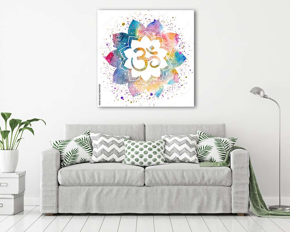 OM jel lótusz virágban - vászonkép, falikép vásárlás OM jel lótusz virágban (vászonkép) - vászonkép, falikép otthonra és irodába