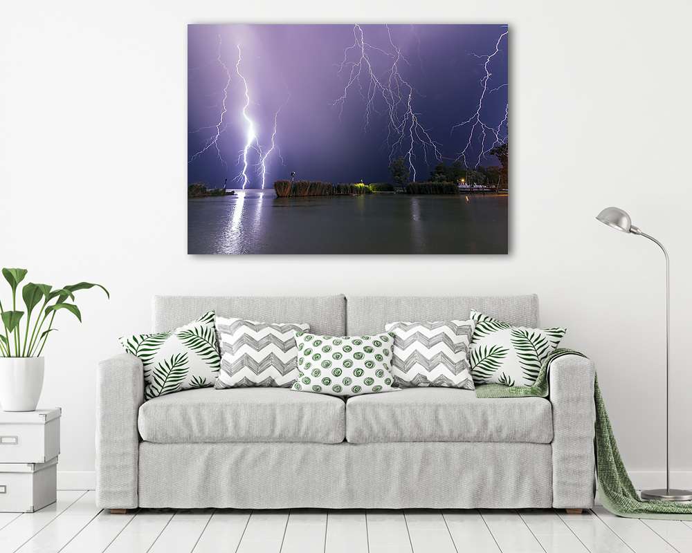 Kikötői villámok (keretezett kép) - vászonkép, falikép otthonra és irodába