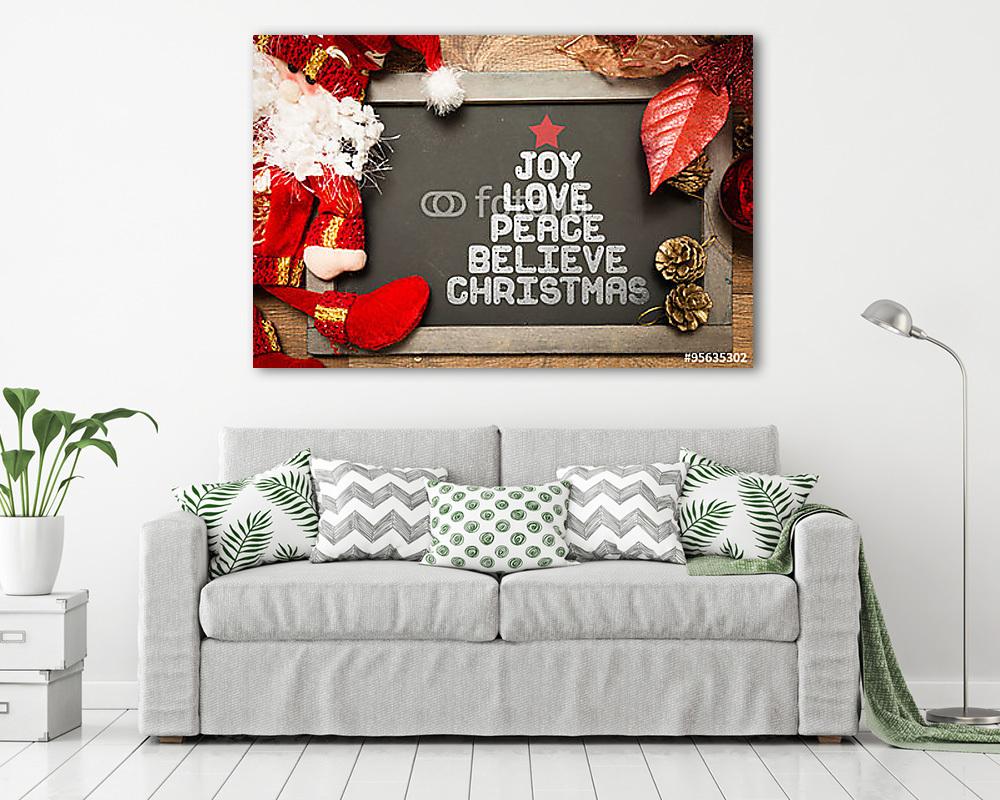 Tábla a szöveggel: Joy Peace Bízz a karácsonyban egy conce - vászonkép, falikép vásárlás Tábla a szöveggel: Joy Peace Bízz a karácsonyban egy conce (vászonkép) - vászonkép, falikép otthonra és irodába