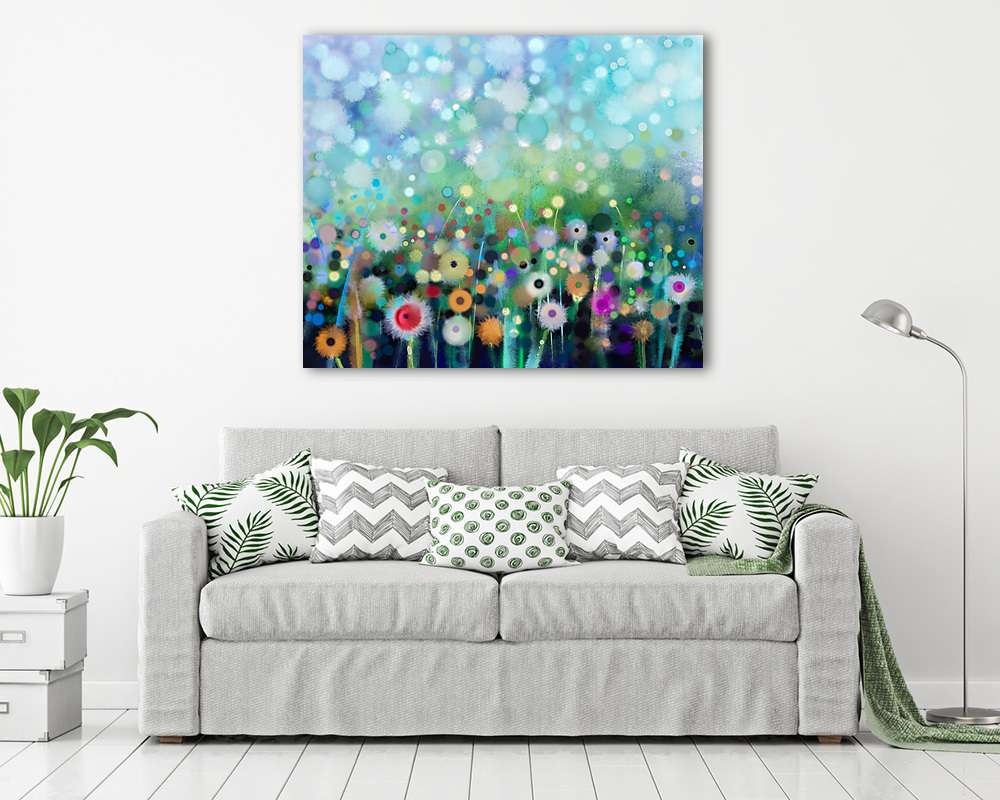 Absztrakt színpompás virágos mező - vászonkép, falikép vásárlás Absztrakt színpompás virágos mező (keretezett kép) - vászonkép, falikép otthonra és irodába