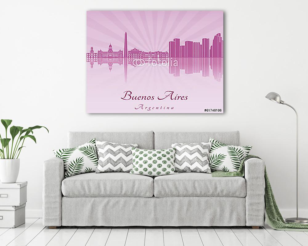 Buenos Aires skyline lila sugárzó orchidea (poszter)