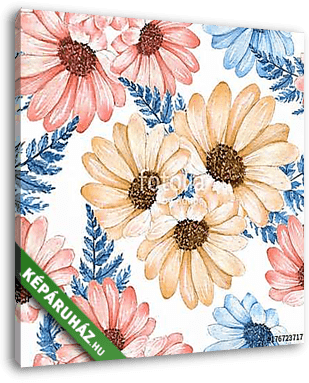 Floral seamless pattern 11. Watercolor flowers. - vászonkép 3D látványterv