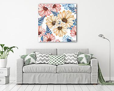 Floral seamless pattern 11. Watercolor flowers. (vászonkép) - vászonkép, falikép otthonra és irodába