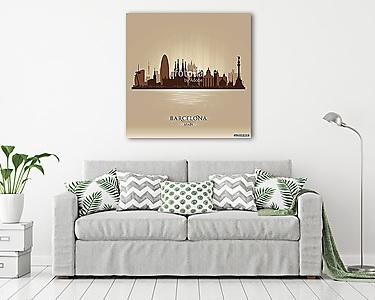 Barcelona Spain city skyline vector silhouette (vászonkép) - vászonkép, falikép otthonra és irodába